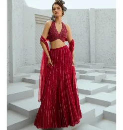 Aura Red Skirt Set