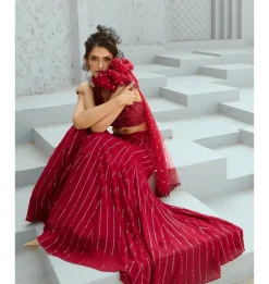 Aura Red Skirt Set