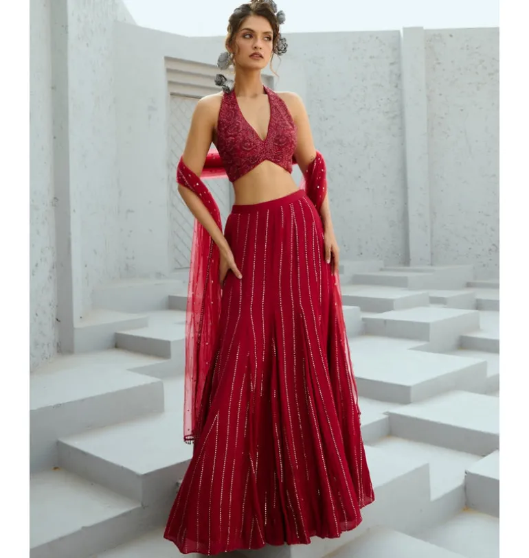 Aura Red Skirt Set
