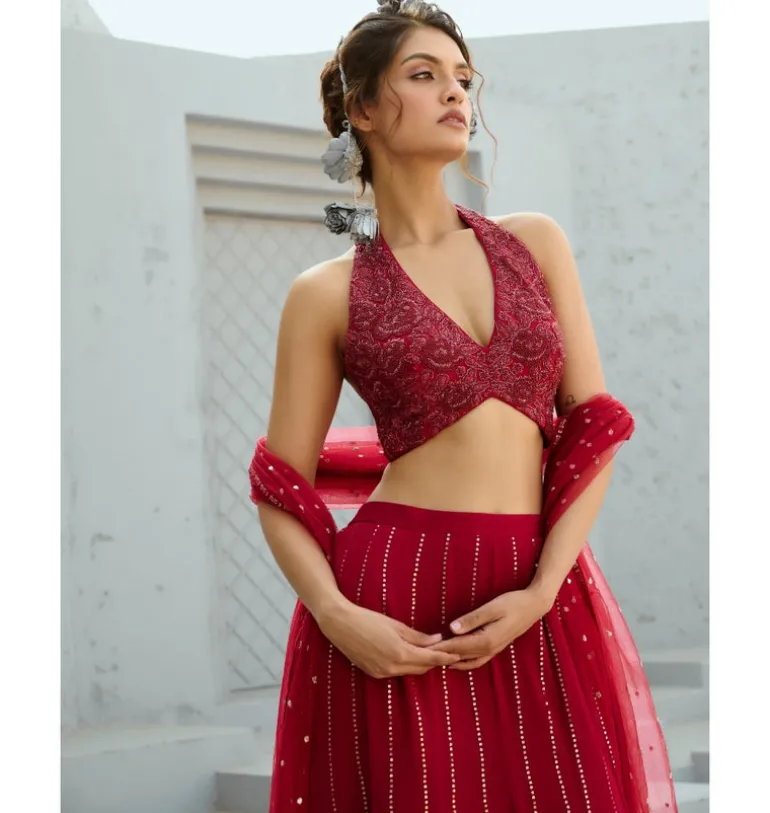 Aura Red Skirt Set