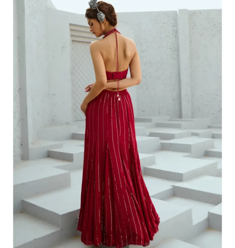 Aura Red Skirt Set