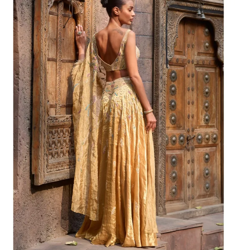 Auric Orchard Drape Sari Set
