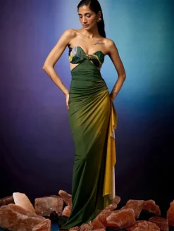 Aurombre Embellished Draped Dress
