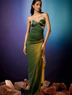 Aurombre Embellished Draped Dress