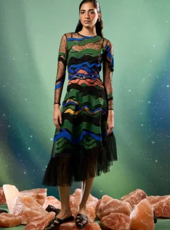 Aurorays Patch Tulle Dress