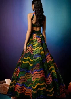 Aurorays Swirl with Aurorays Raio Skein Halter Lehenga Set