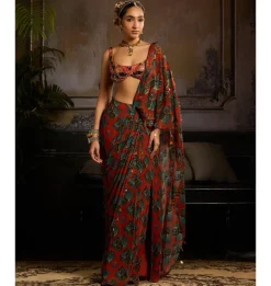 Autumn Blaze Draped Sari Set