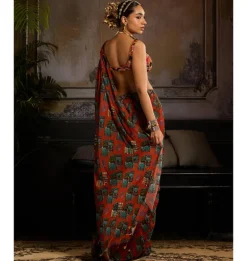 Autumn Blaze Draped Sari Set