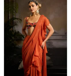 Autumn Glow Draped Sari Set