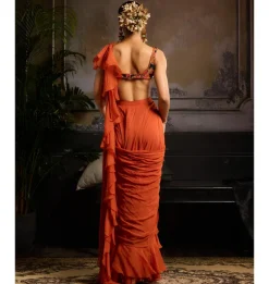 Autumn Glow Draped Sari Set