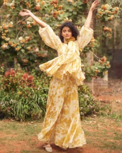 Aveza Yellow Peplum Set