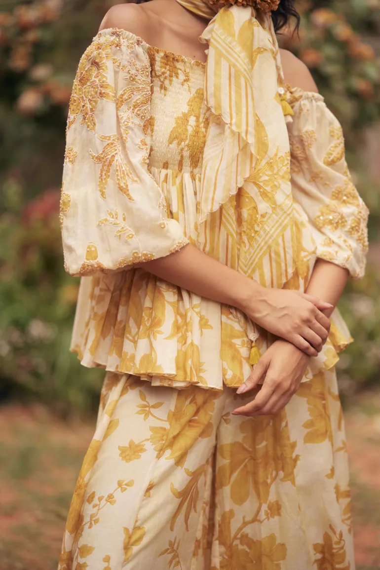 Aveza Yellow Peplum Set