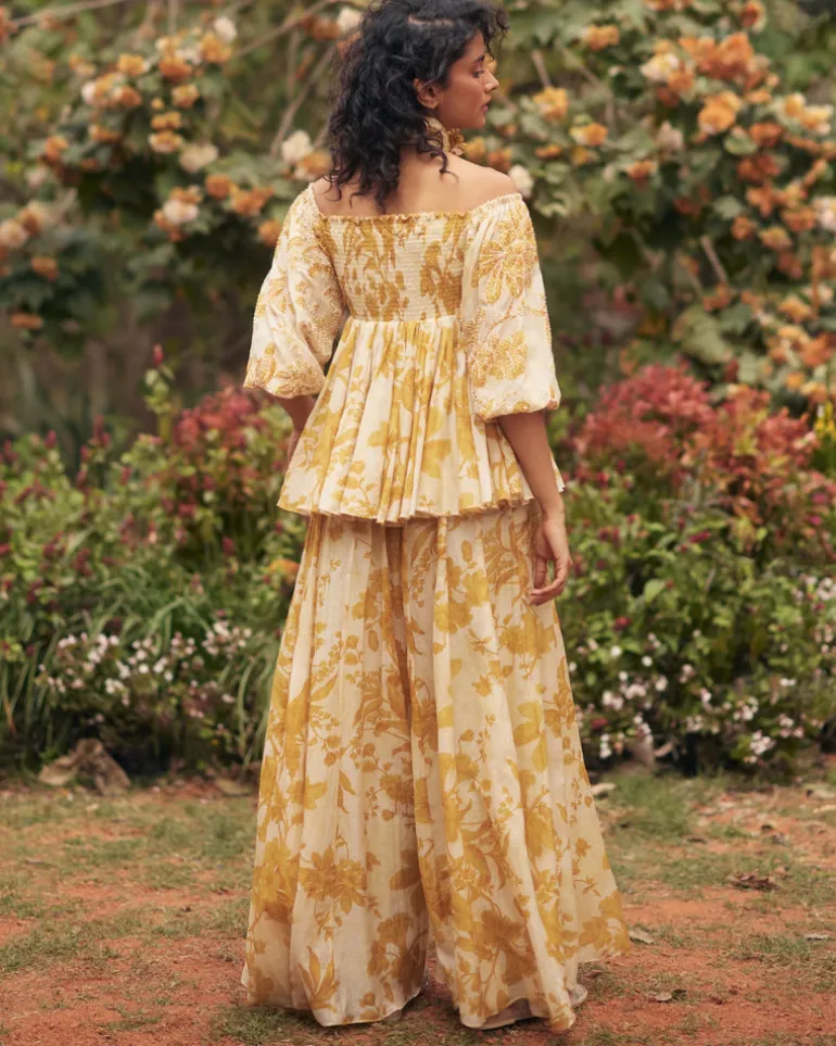 Aveza Yellow Peplum Set