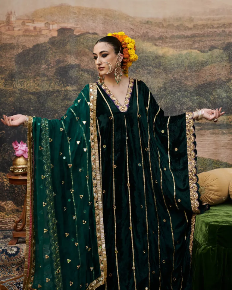 Azal Makhmali Kaftan Set