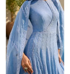 Azure Dream Chikankari Anarkali