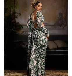 Azure Drift Draped Pant Sari Set