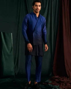 Azure Ombre Modal Linen Kurta With Matching Pajama