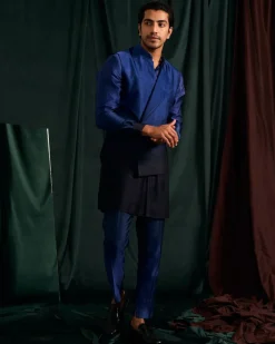 Azure Ombre Modal Linen Kurta With Matching Pajama
