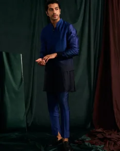 Azure Ombre Modal Linen Kurta With Matching Pajama