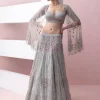Baby Blue Bagh Lehenga With Umbrella Sleeve Blouse
