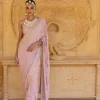 Baby Orchid Mirror & Sequins Embroidered Sari Set