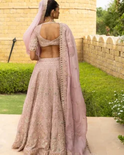 Baby Orchid Mirror & Thread Embroidered Lehenga Set