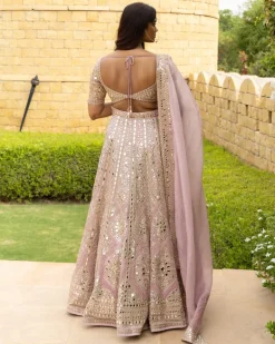 Baby Orchid Mirror Embroidered Lehenga Set