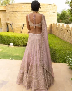 Baby Orchid Thread Embroidered Lehenga Set