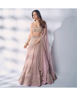 Baby Orchid Thread Embroidered Lehenga Set