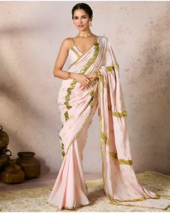 Baby Pink Potters Touch Gota Sari Set