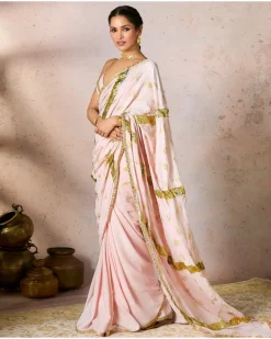 Baby Pink Potters Touch Gota Sari Set