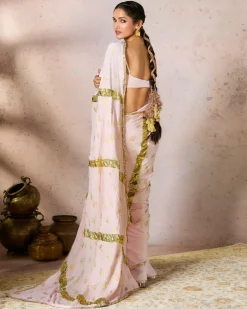 Baby Pink Potters Touch Gota Sari Set