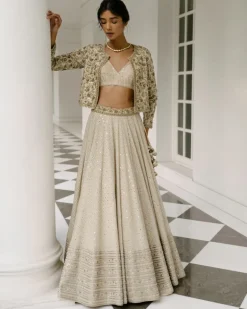 Badla & Sheesha Lehenga With Jacket
