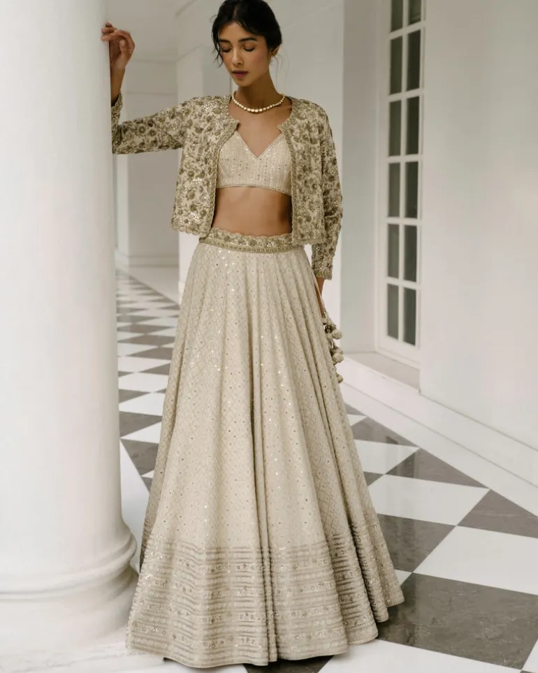 Badla & Sheesha Lehenga With Jacket