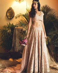 Badla Resham Jaal Lehenga