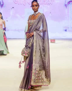 Baingani Metallic Tissue Sari