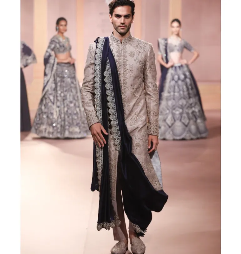 Bardeep Beige Sherwani Set