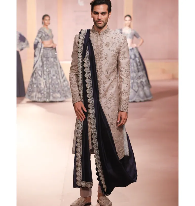 Bardeep Beige Sherwani Set