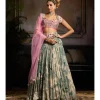 Beige & Teal Lehenga Set