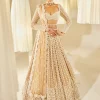 Beige Chandelier Pearl Embellished Lehenga Set