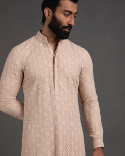 Beige Churidaar With Kurta Set