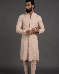 Beige Churidaar With Kurta Set
