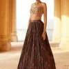 Beige Embroidered Bustier Set