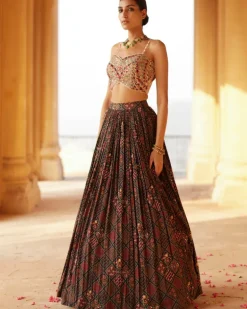 Beige Embroidered Bustier Set