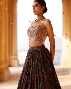 Beige Embroidered Bustier Set