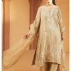 Beige Embroidered Kurta And Izaar Set