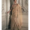 Beige Gold Fishcut Pre-Drape Sari Set