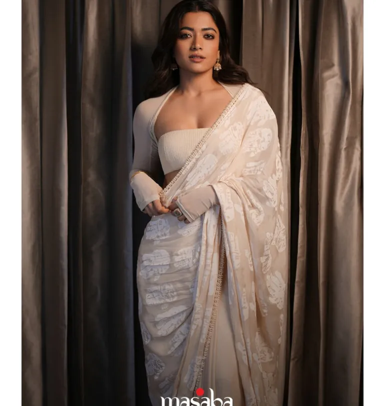 Beige Palm Sari Set