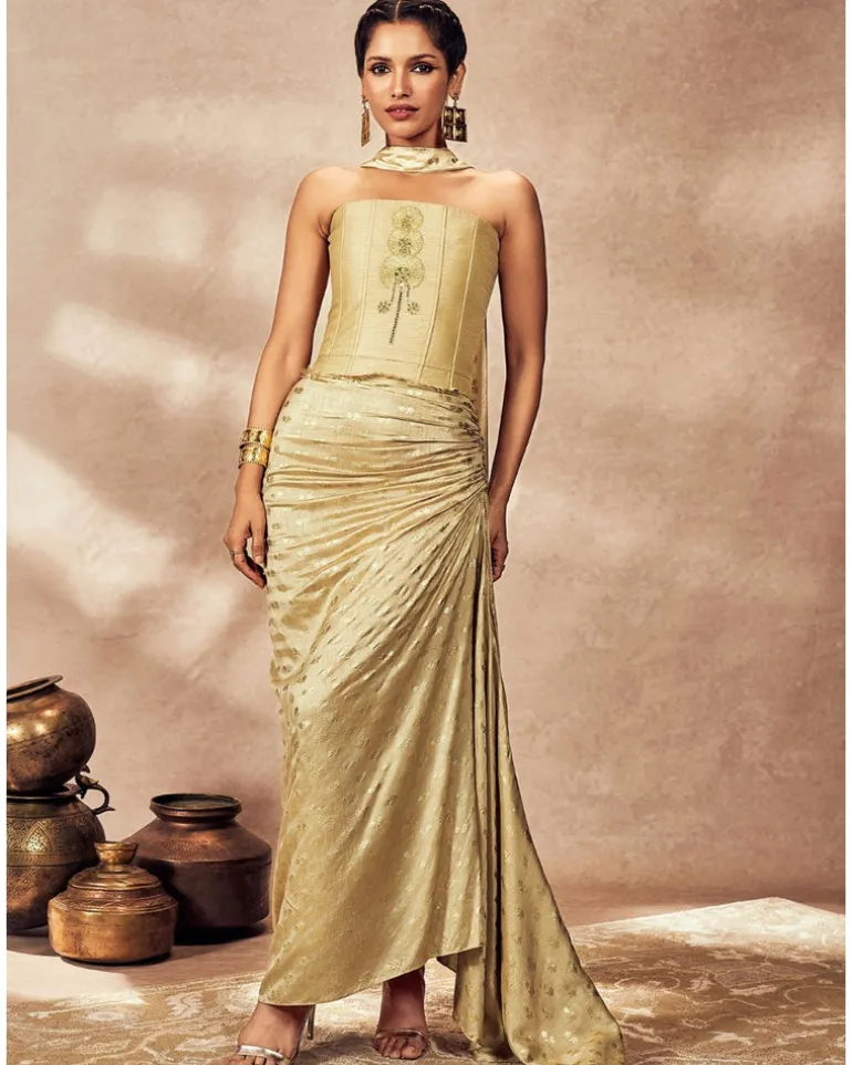 Beige Pixie Dust Corset Set