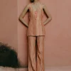 Beige Printed Pant Suit